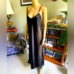 Vintage Valentino Intimo Black Satin Night Gown